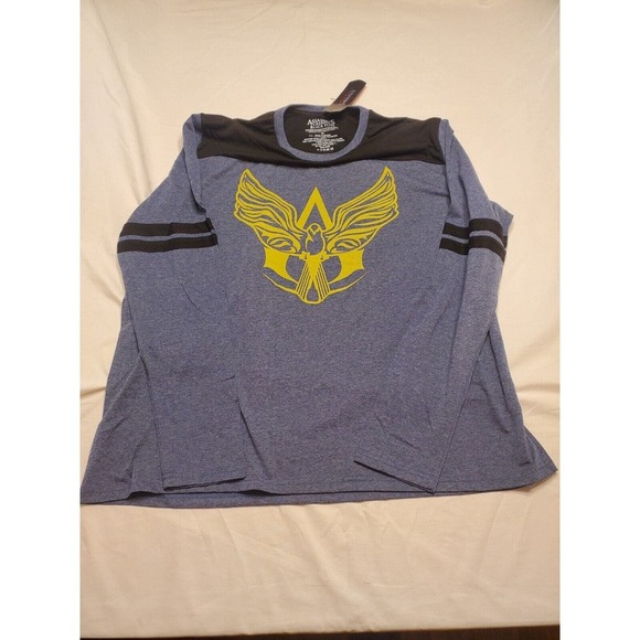 Assassins Creed IV Shirt Adult 3XL Gray Black Flag Long Sleeve Jackdaw Crest Men - Picture 1 of 3